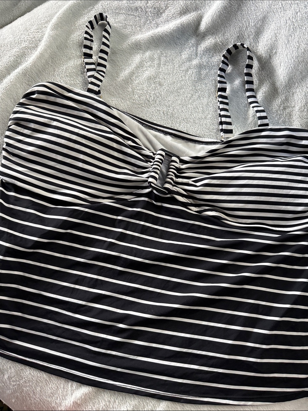 Black and White Stripe Tankini Top